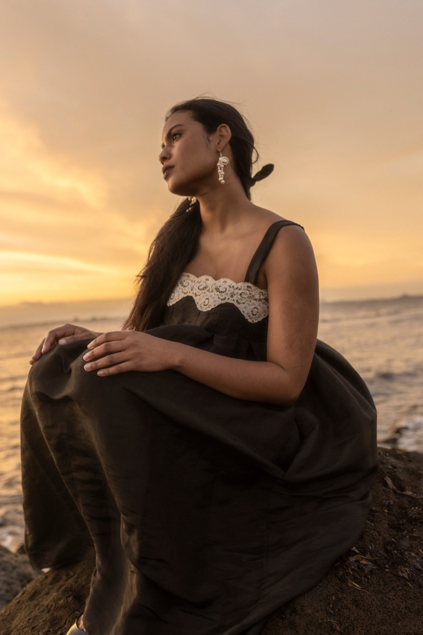 Empire Black Silk Dress