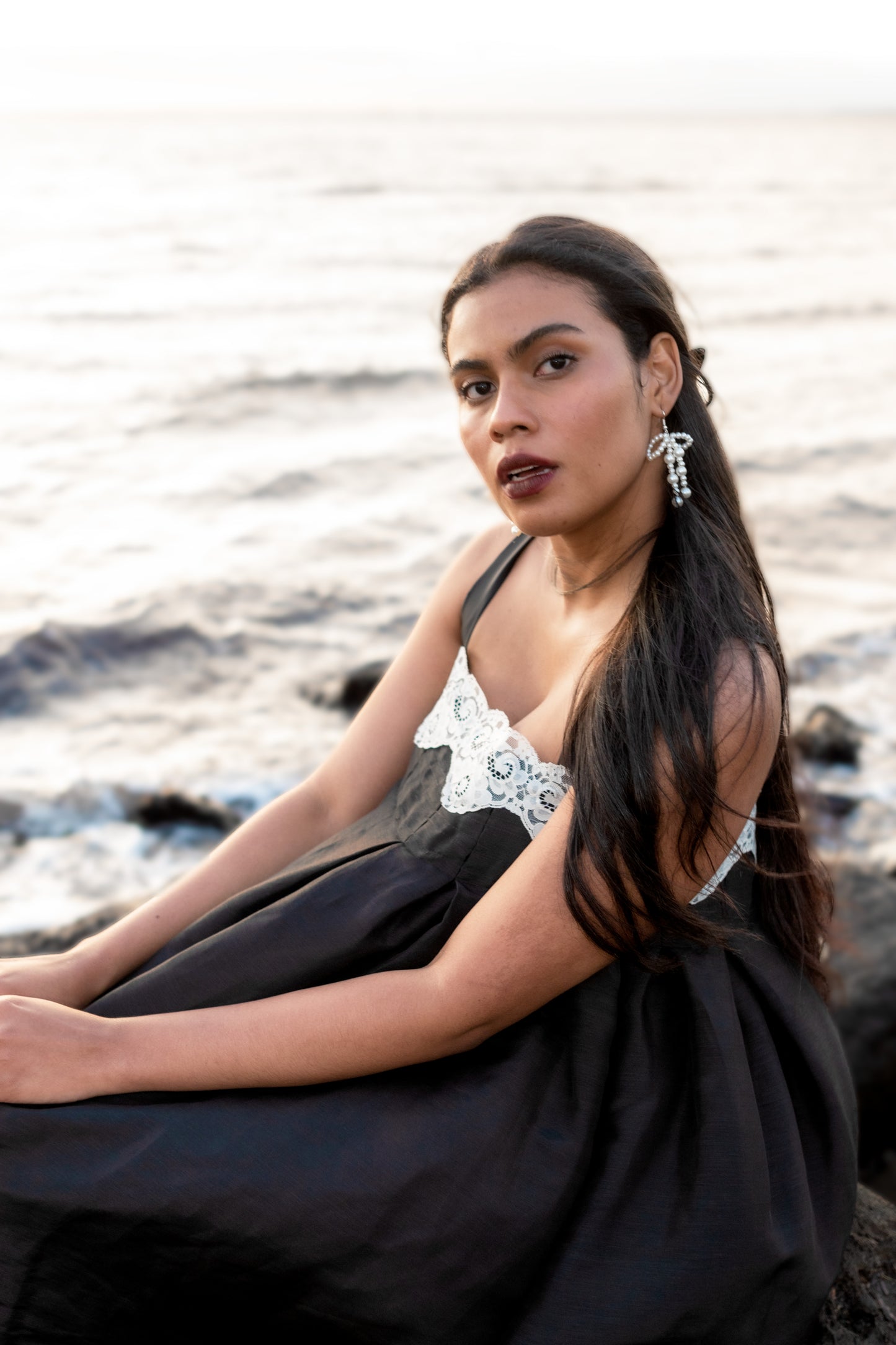 Empire Black Silk Dress