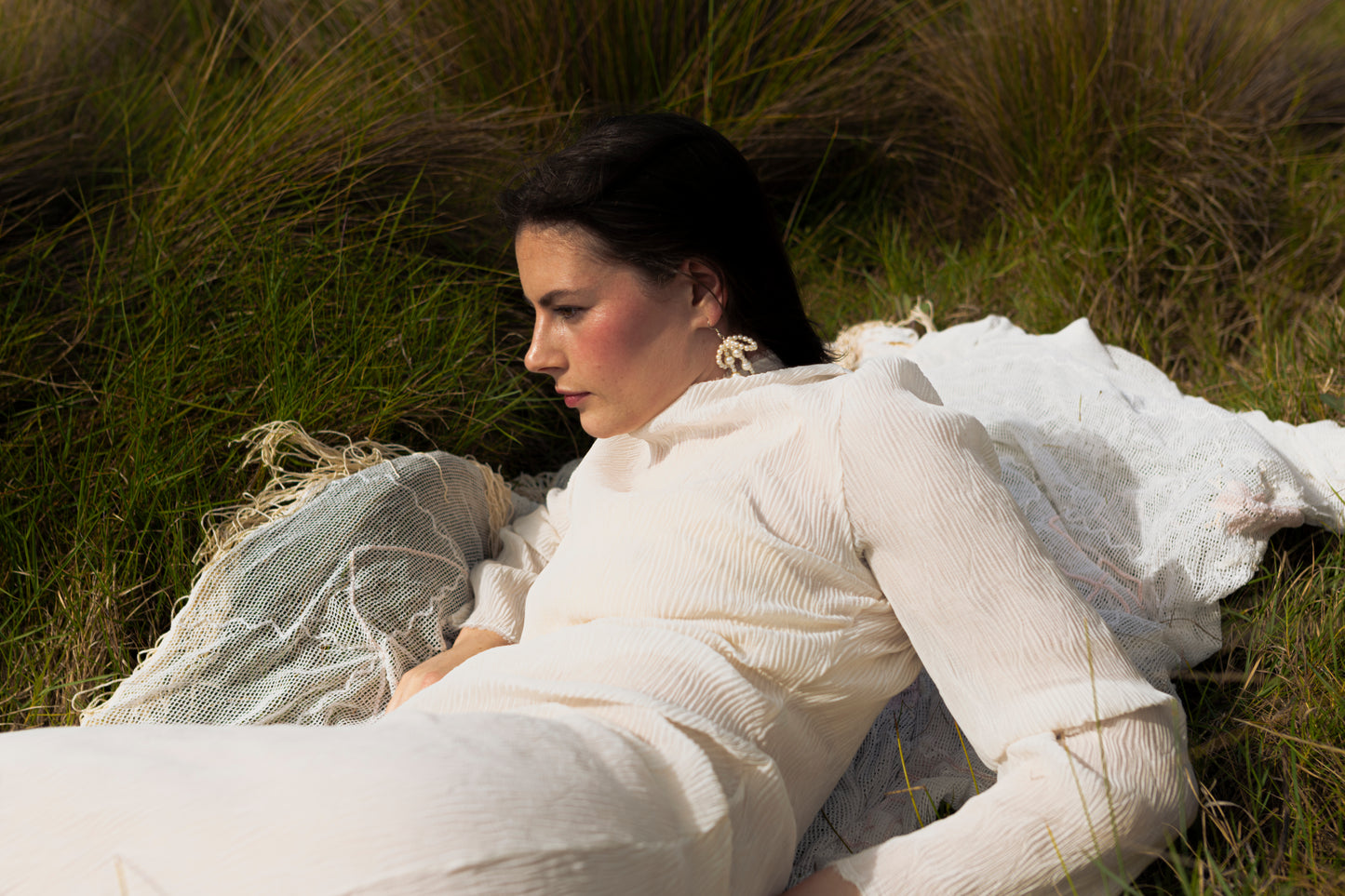 Plisse Dress White