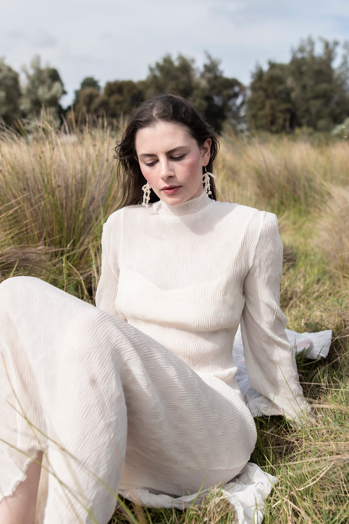 Plisse Dress White