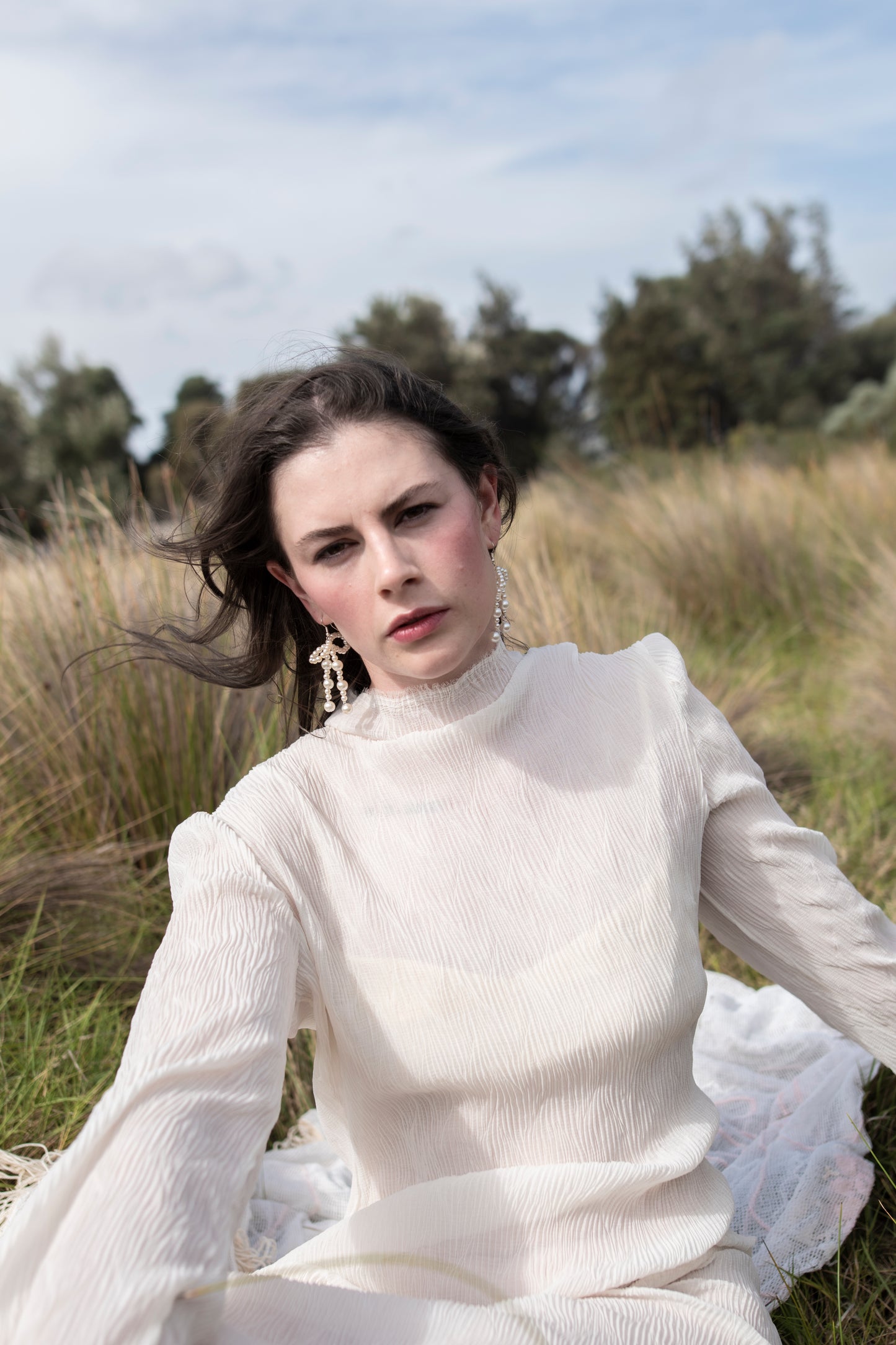 Plisse Dress White