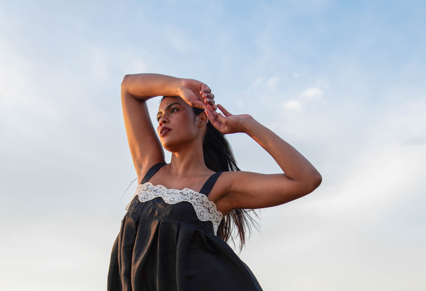 Empire Black Silk Dress